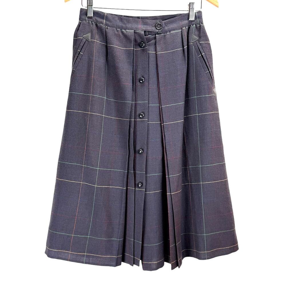Vintage Cerruti 1881 Femme Paris Skirt Womens 4 Wool Plaid Academia Italy Preppy